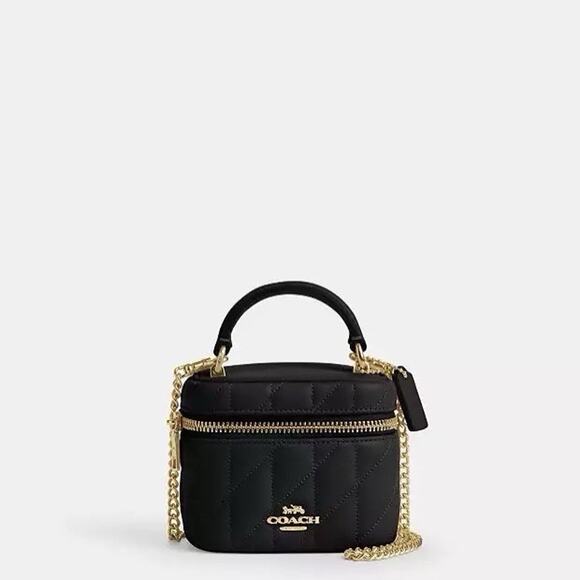 NWT Coach Ava Crossbody Bag With Quilting In Gold/Black Leather CY730 - Picture 9 of 11